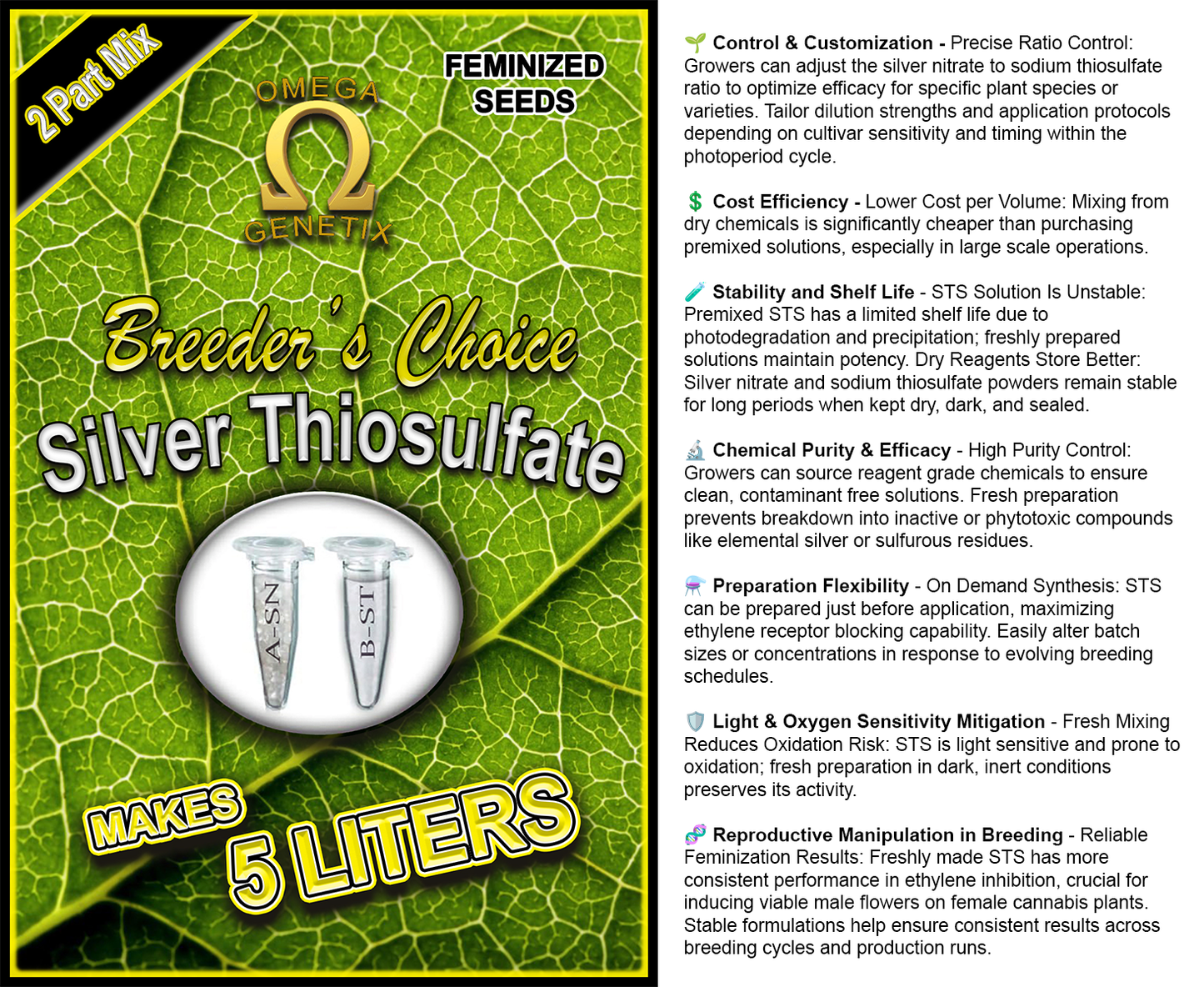 Silver Thiosulfate Solution, 5 Liters, Breeder's Choice