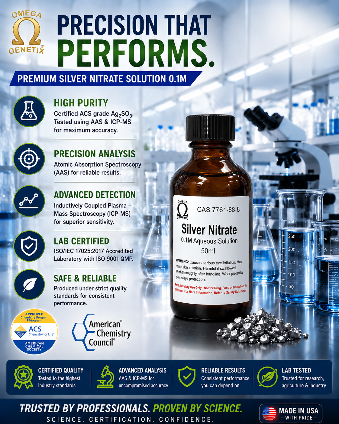 Silver Nitrate Solution, 0.1M, 50mL