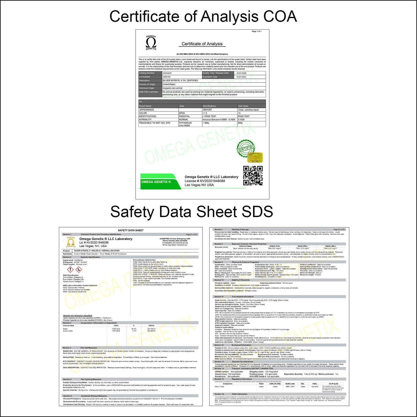 Silver Nitrate Solution, 0.1M, 50mL